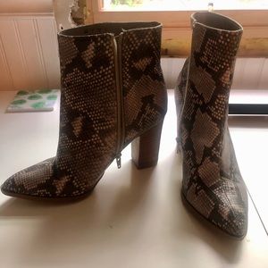 Snake skin leather booties